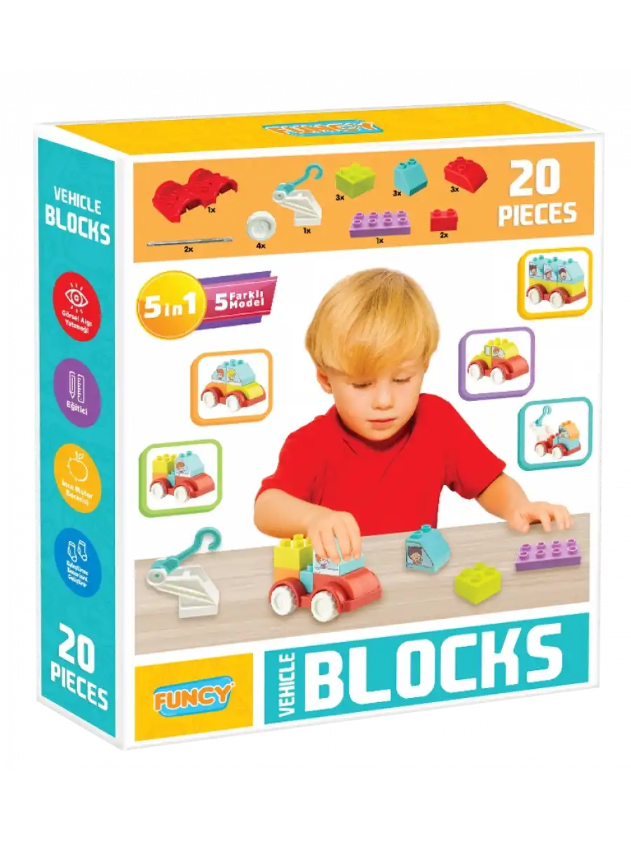 Creative Blok 20 Parça Araç Seti - Slide Blocks - Lego Oyuncakları - Yaratıcı Top Oyunu - Creative Lego