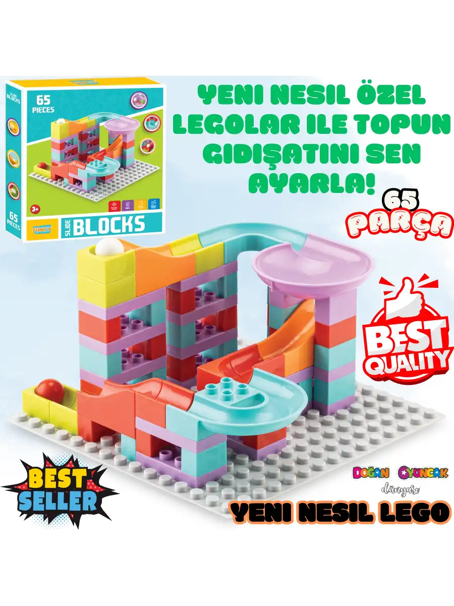 Creative Blok 65 Parça - Slide Blocks 65 Parça - Lego Oyuncakları - Yaratıcı Top Oyunu - Creative Lego