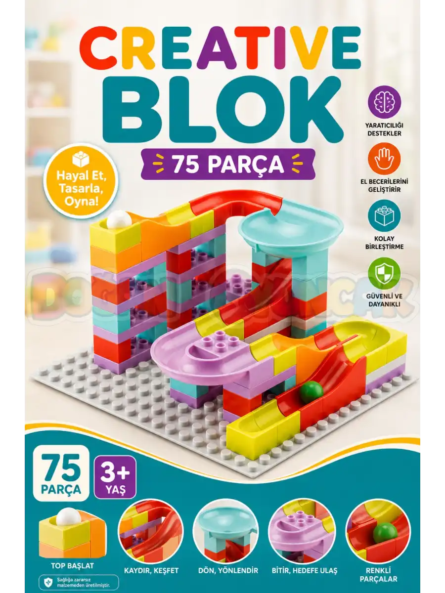 Creative Blok 75 Parça - Slide Blocks 75 Parça - Lego Oyuncakları - Yaratıcı Top Oyunu - Creative Lego