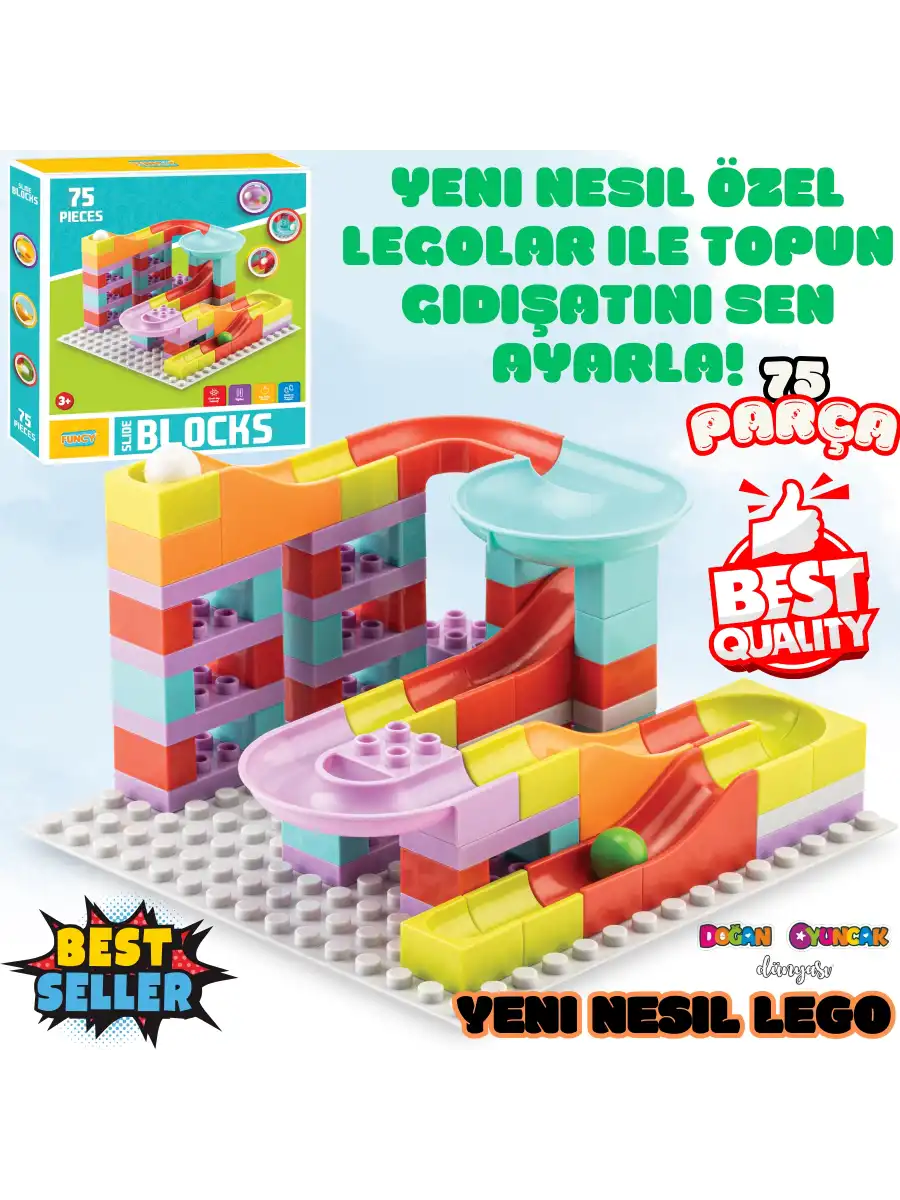 Creative Blok 75 Parça - Slide Blocks 75 Parça - Lego Oyuncakları - Yaratıcı Top Oyunu - Creative Lego