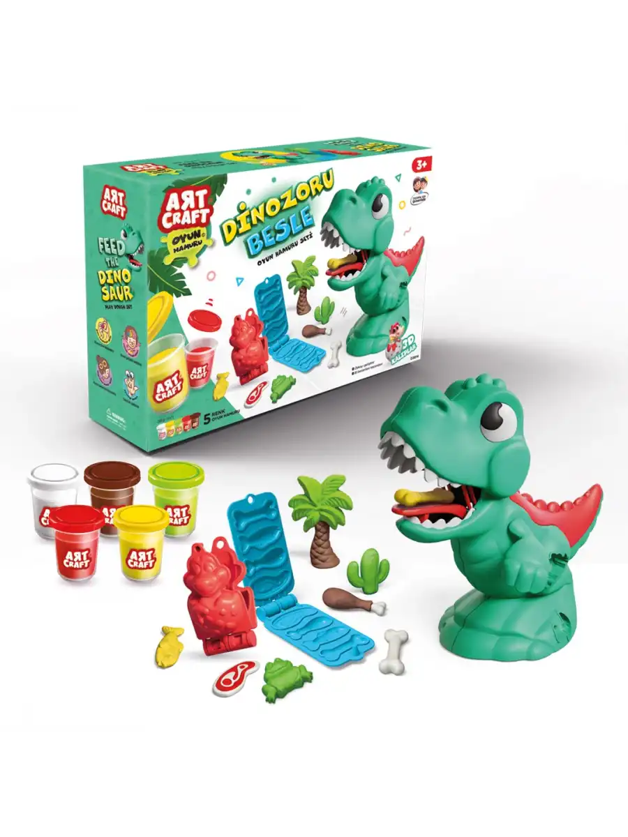 Dinozor Oyun Hamur Seti 280 Gr. - Oyun Hamuru Seti - Hamur Setleri - Hamur Kalıpları - Dino Hamur