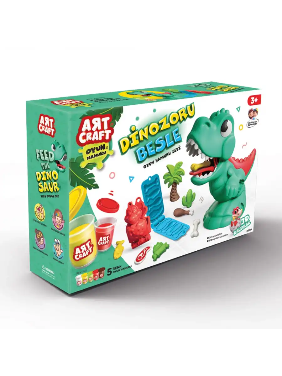 Dinozor Oyun Hamur Seti 280 Gr. - Oyun Hamuru Seti - Hamur Setleri - Hamur Kalıpları - Dino Hamur