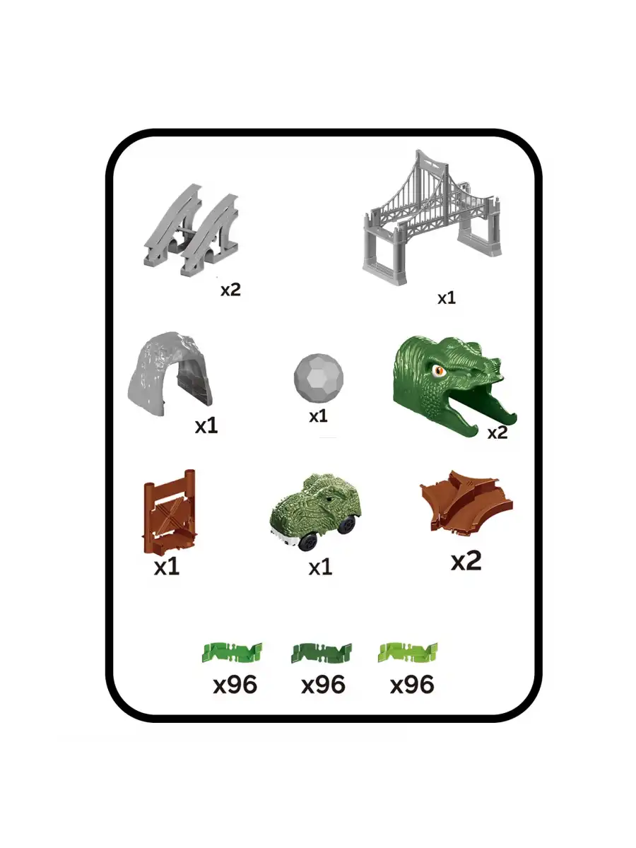 Dinozor Trucks 288 Parça Raylı Pist - Raylı Araç Oyuncak - Tren Oyuncak - Renkli Araç Yolu - Dino Trucks