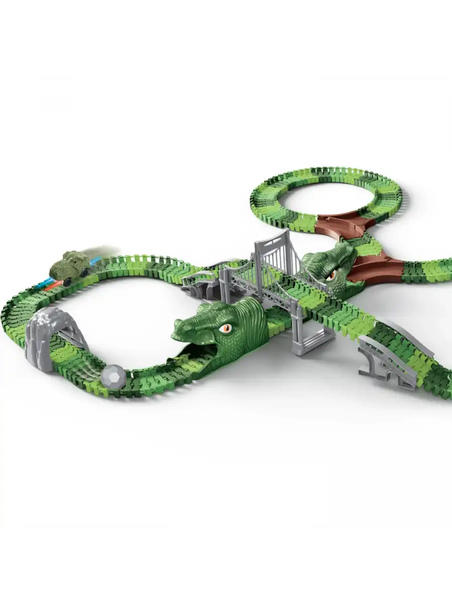 Dinozor Trucks 288 Parça Raylı Pist - Raylı Araç Oyuncak - Tren Oyuncak - Renkli Araç Yolu - Dino Trucks