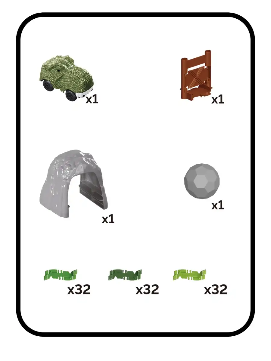Dinozor Trucks 96 Parça Raylı Pist - Raylı Araç Oyuncak - Tren Oyuncak - Renkli Araç Yolu - Dino Trucks