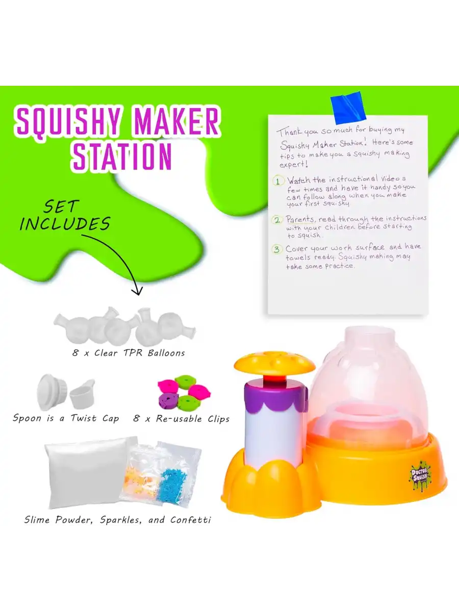 Doctor Squish Maker Station Neon, Parlak Simli Sukuşi Yapım Seti - Slime Yapma Seti - Doktor Sukuşi - Sukuşi Yap Oyuncak