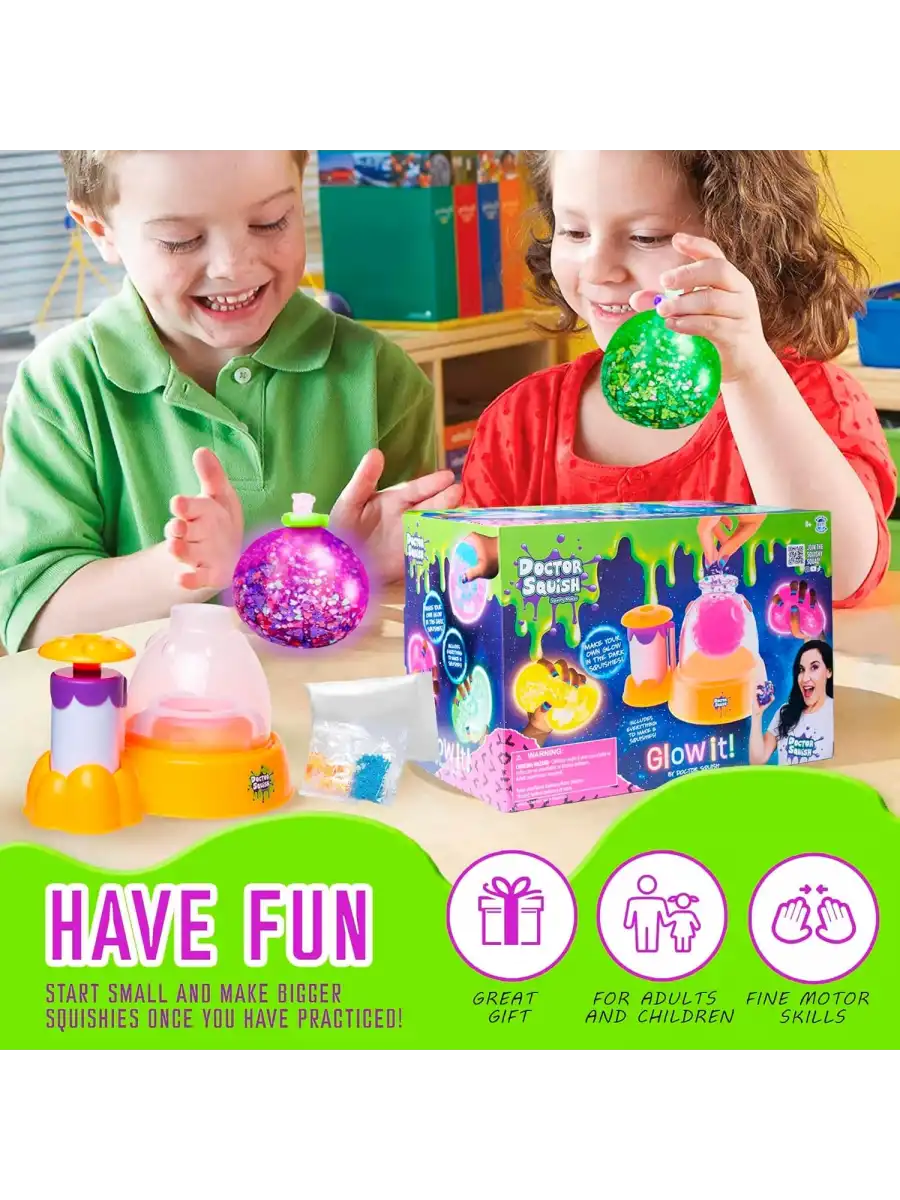 Doctor Squish Maker Station Neon, Parlak Simli Sukuşi Yapım Seti - Slime Yapma Seti - Doktor Sukuşi - Sukuşi Yap Oyuncak