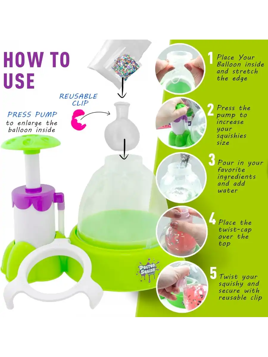 Doctor Squish Maker Station, Parlak Simli Sukuşi Yapım Seti - Slime Yapma Seti - Doktor Sukuşi - Sukuşi Yap Oyuncak