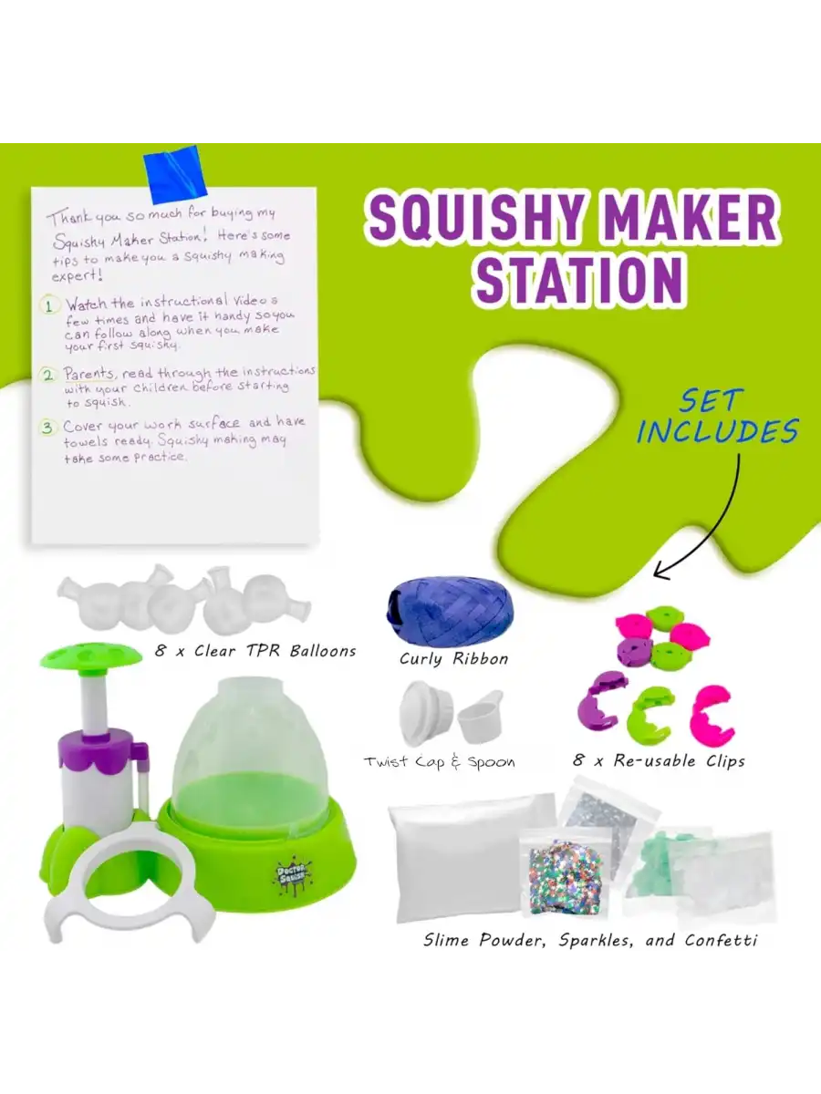Doctor Squish Maker Station, Parlak Simli Sukuşi Yapım Seti - Slime Yapma Seti - Doktor Sukuşi - Sukuşi Yap Oyuncak