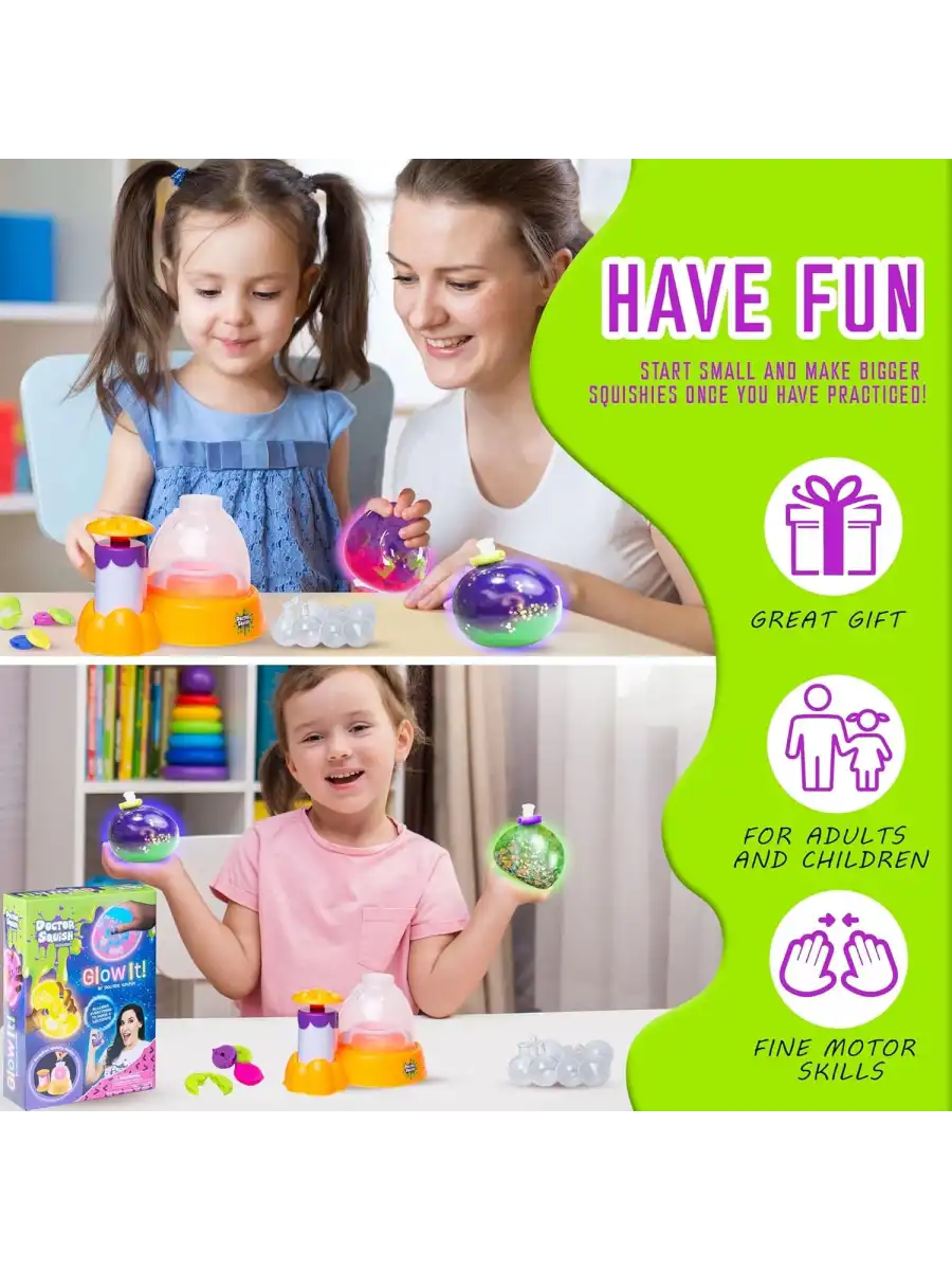Doctor Squish Pack Refill Neon, Yedek Paket Parlak Simli Sukuşi Yapım Seti - Doktor Sukuşi - Sukuşi Yap Oyuncak