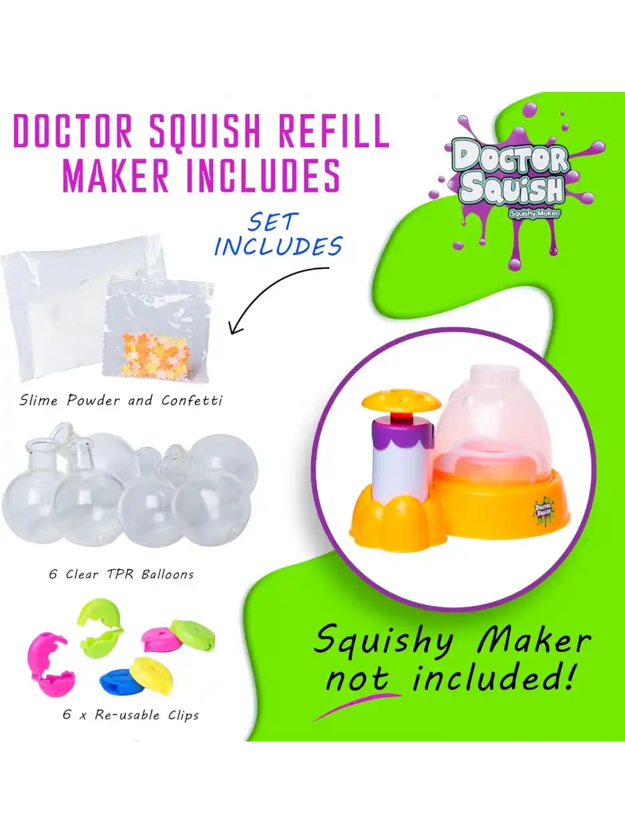 Doctor Squish Pack Refill Neon, Yedek Paket Parlak Simli Sukuşi Yapım Seti - Doktor Sukuşi - Sukuşi Yap Oyuncak