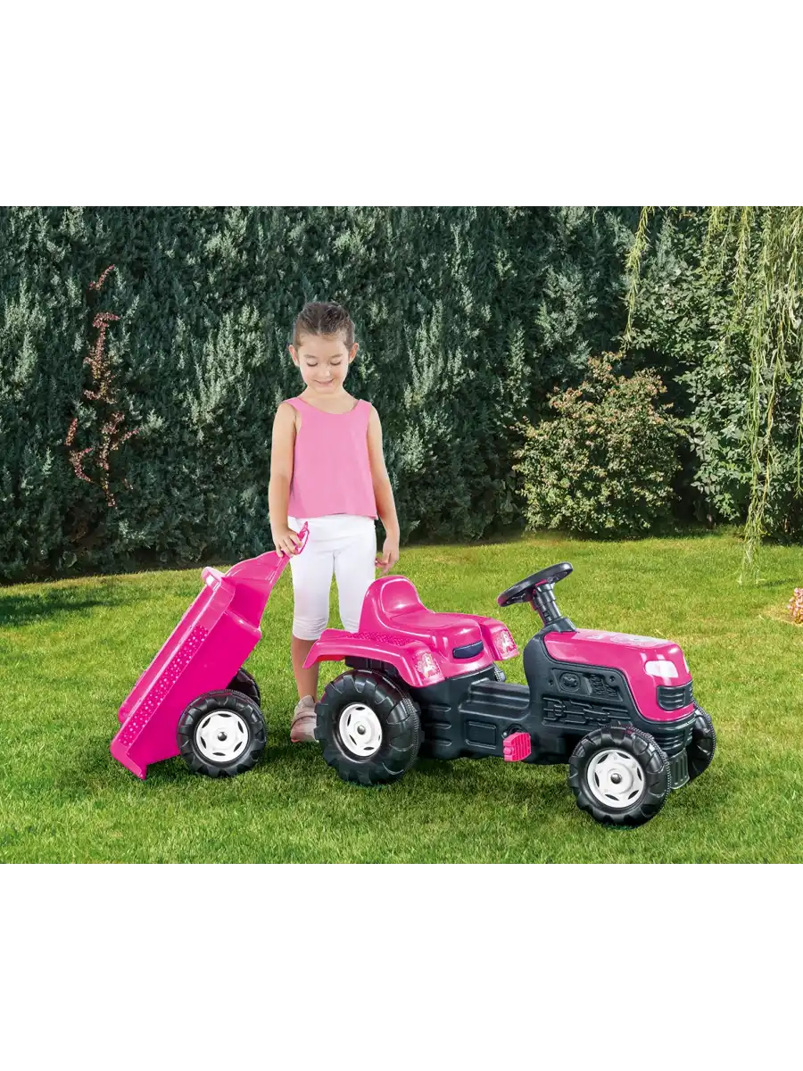 Dolu 2508 Ranchero Römorklu Traktör Pedallı Pembe - Römorklu Pedallı Çocuk Traktörü