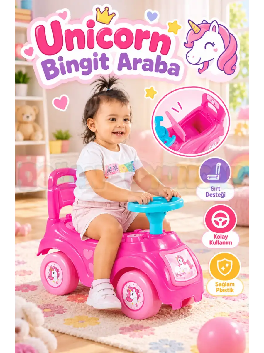 Dolu 2522 Unicorn Bingit Araba - Pedalsız İlk Sürüş Oyuncağı