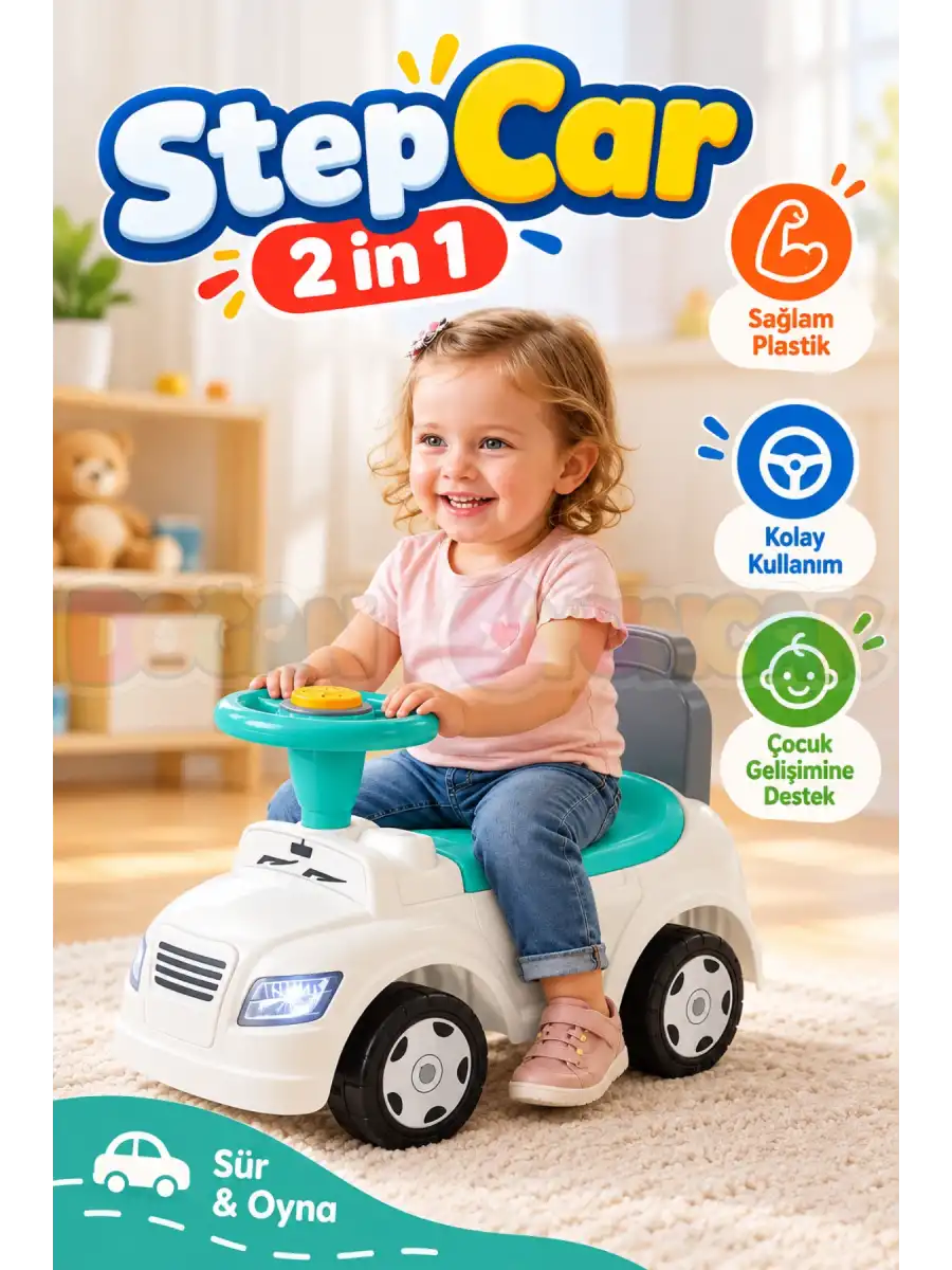 Dolu 2630 Step Car 2 in 1 - 2si 1 Arada Binilebilir Çocuk Arabası