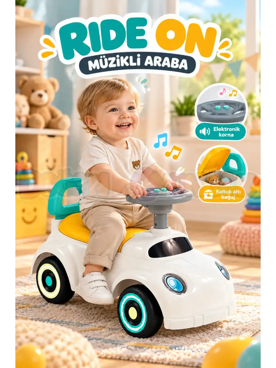 Dolu 2635 Ride On Müzikli Araba - Binilebilir Çocuk Arabası