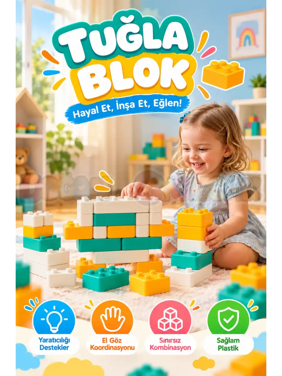 Dolu 2644 Tuğla Blok - 48 Parça Dev Yapı Blokları Lego Oyuncak