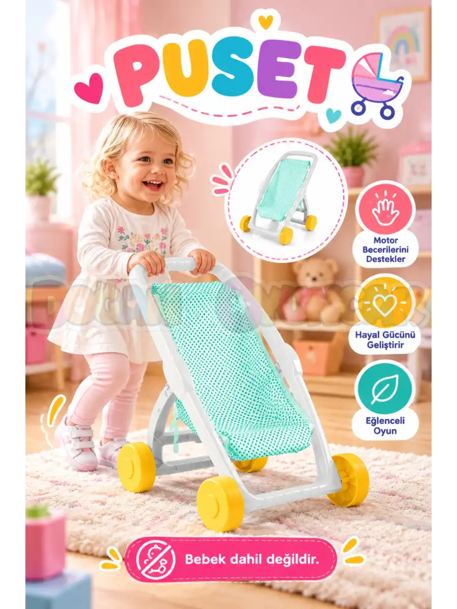 Dolu 2659 Oyuncak Puset - Çocuk Bebek Arabası