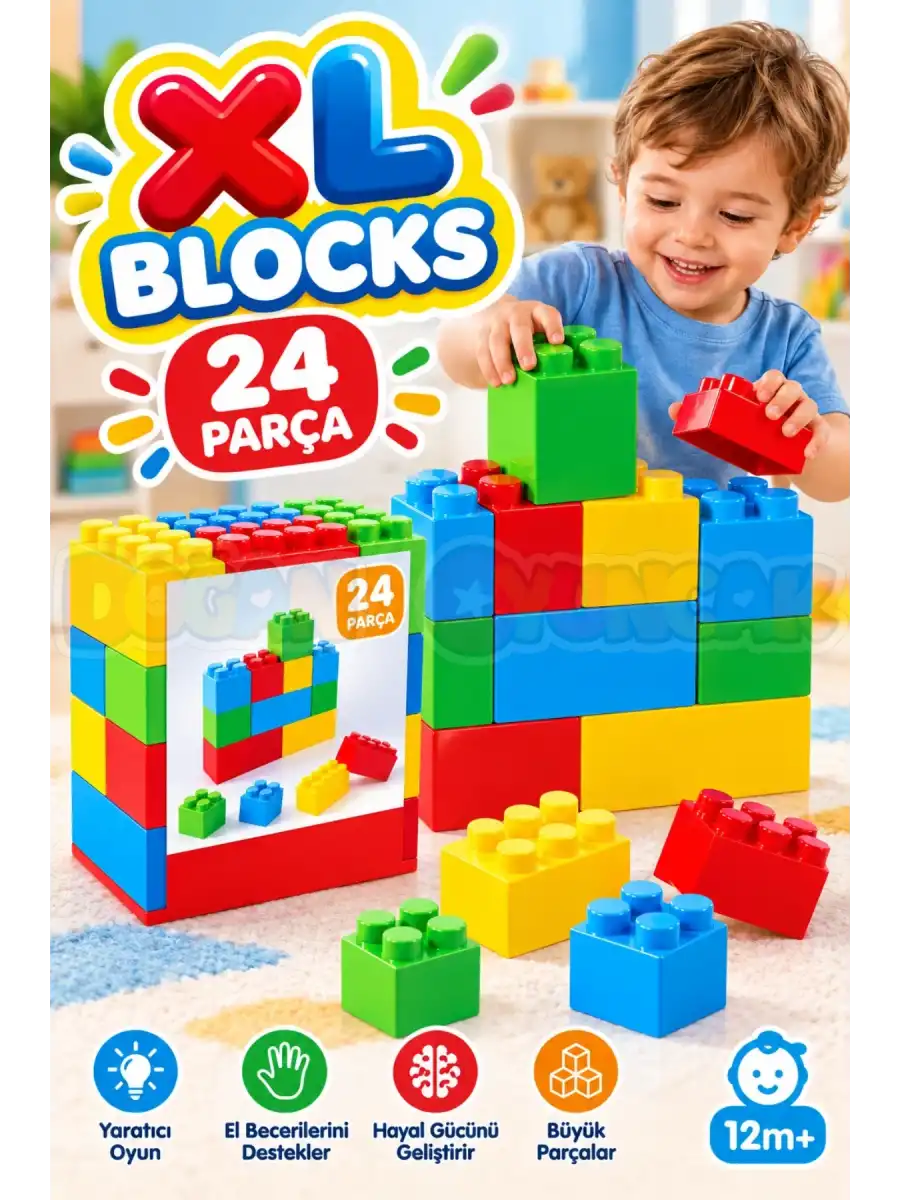 Dolu 5038 XL Blocks 24 Parça Dev Boy Eğitici Yapı Blokları