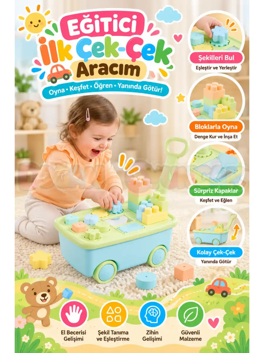 Dolu 5209 Eğitici İlk Çek Çek Aracım - Bultak Set Oyuncak