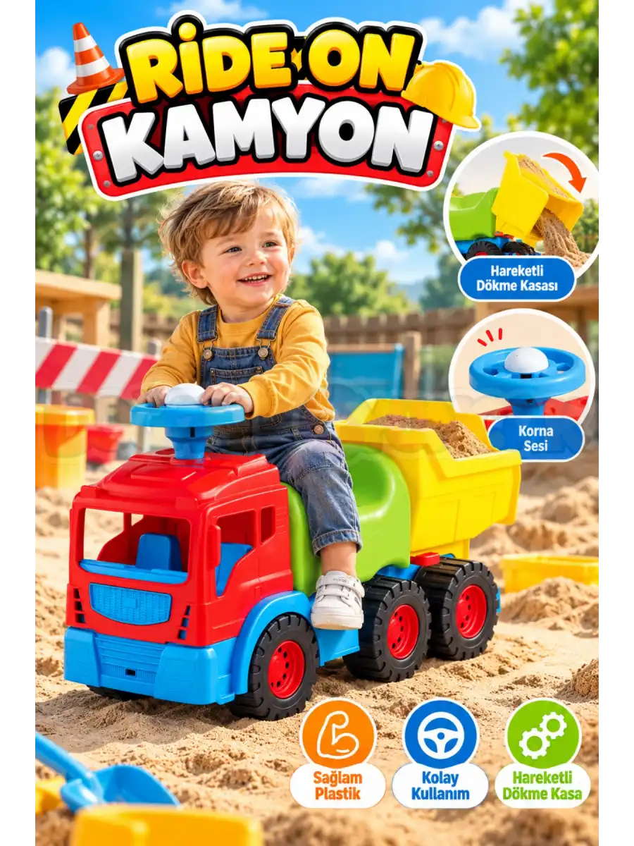 Dolu 7017 Ride On Kamyon – Damperli Binilebilir Çocuk Kamyonu