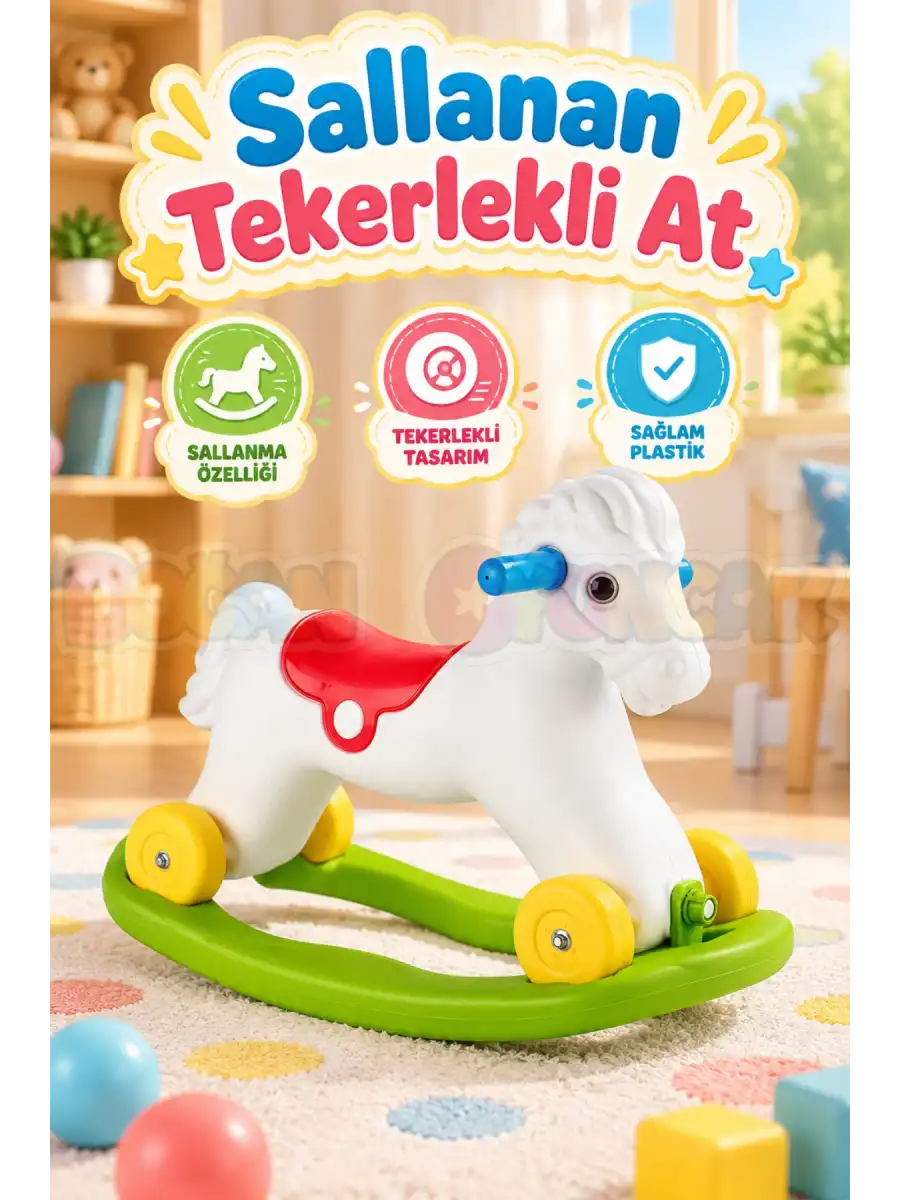 Dolu 7075 Sallanan Tekerlekli At - Sallanan Oyuncaklar