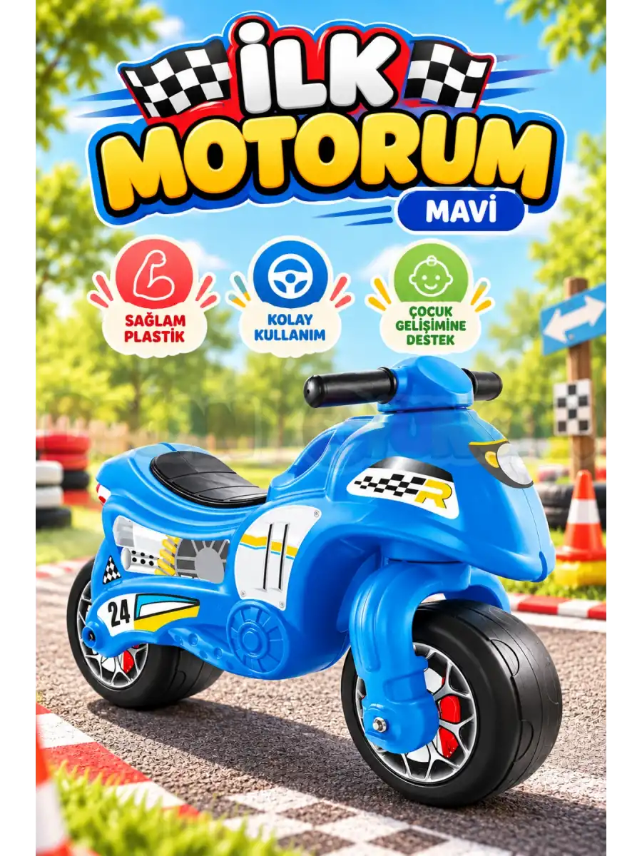 Dolu 8029 İlk Motorum Mavi - Pedalsız İlk Sürüş Oyuncağı