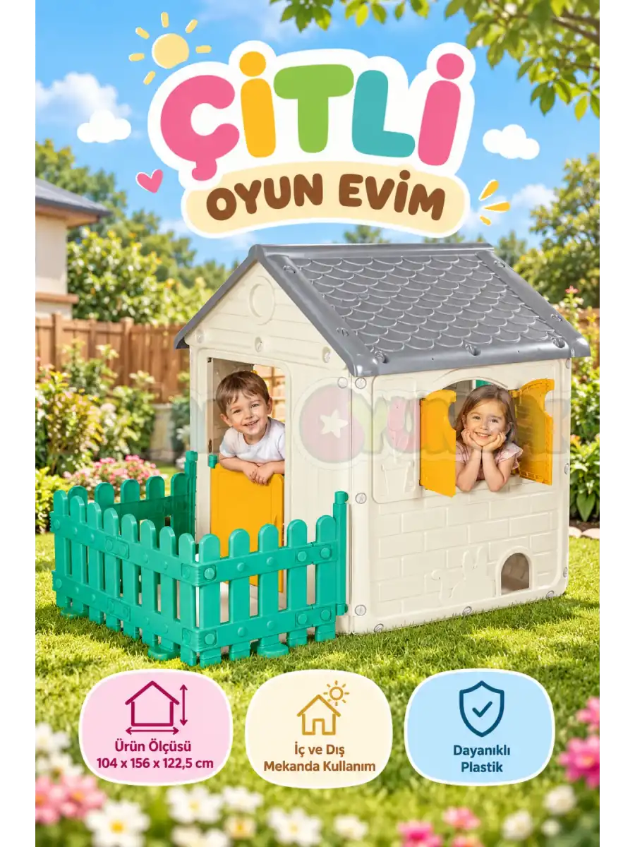 Dolu Çitli Oyun Evi Yeşil 2619 - Bahçe için Oyun Evi
