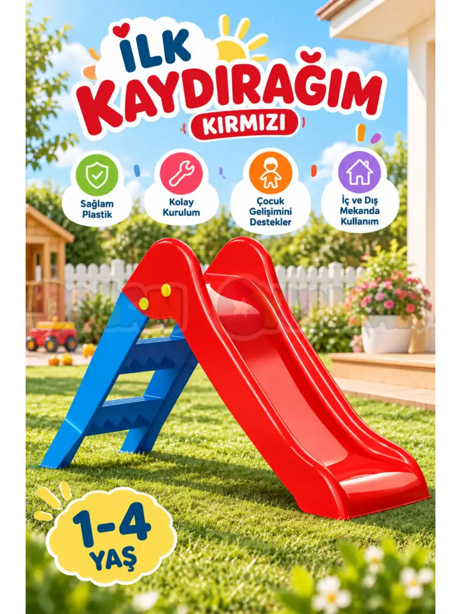 Dolu İlk Kaydırağım Kırmızı 3001 - Çocuk Kaydırak