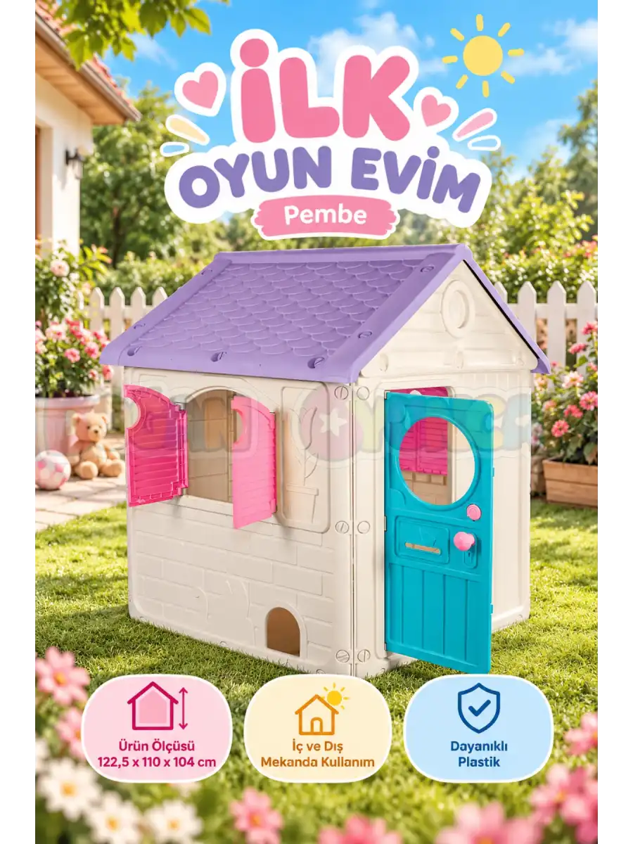 Dolu İlk Oyun Evim Pembe 2580- Bahçe için Oyun Evi