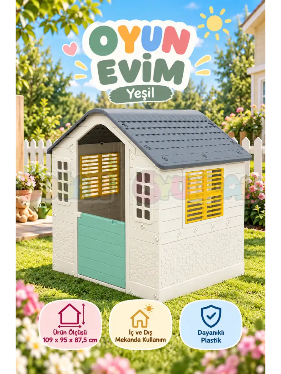 Dolu Oyun Evim Yeşil 3311 - Bahçe için Oyun Evi
