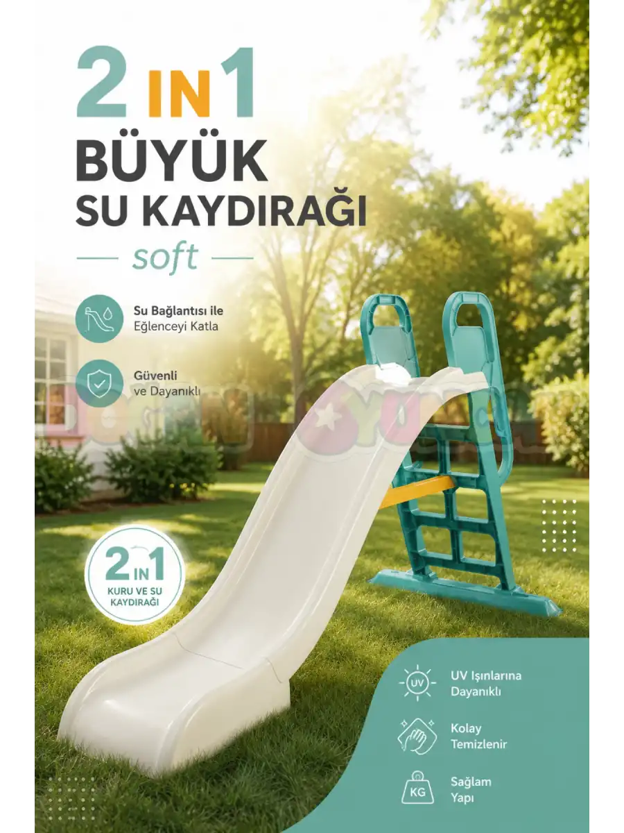 Dolu Soft 2 İn 1 Büyük Su Kaydırağı 2602 - Çocuk Kaydırak - Çocuk Kaydırağı Büyük Kaydırak