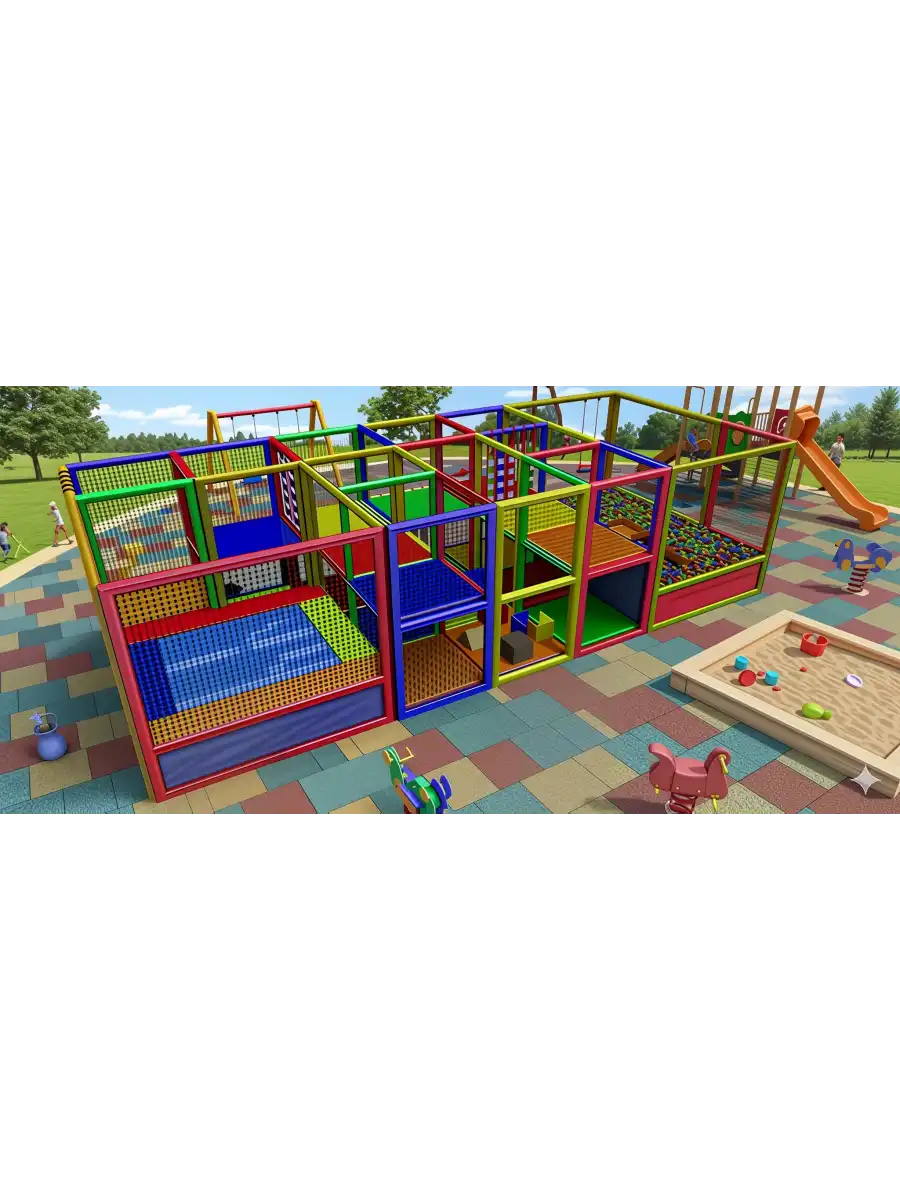 Double Oyun Havuzu ve Trambolin - Sünger Soft Play Top Havuzu Çocuk Oyun Alanı
