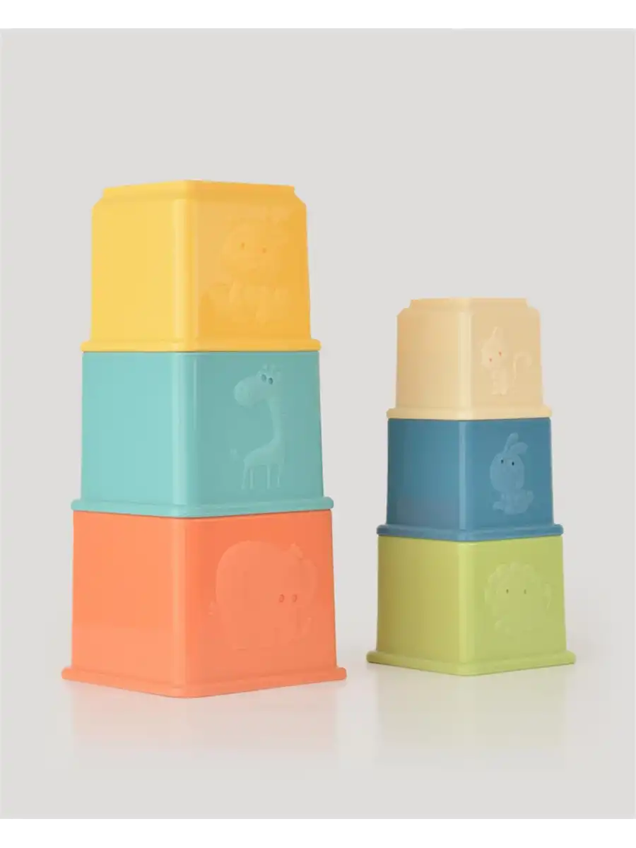 Eğitici Kare Renkli Kaplar - Üst Üste Dizme Oyunu - Kırılmaz Oyuncak - Kırılmaz Bebek Oyuncak - Kutu Dizme Oyunu
