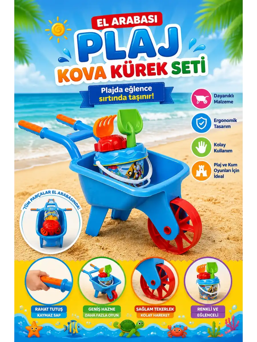 El Arabası Plaj Kova Kürek Seti 01519