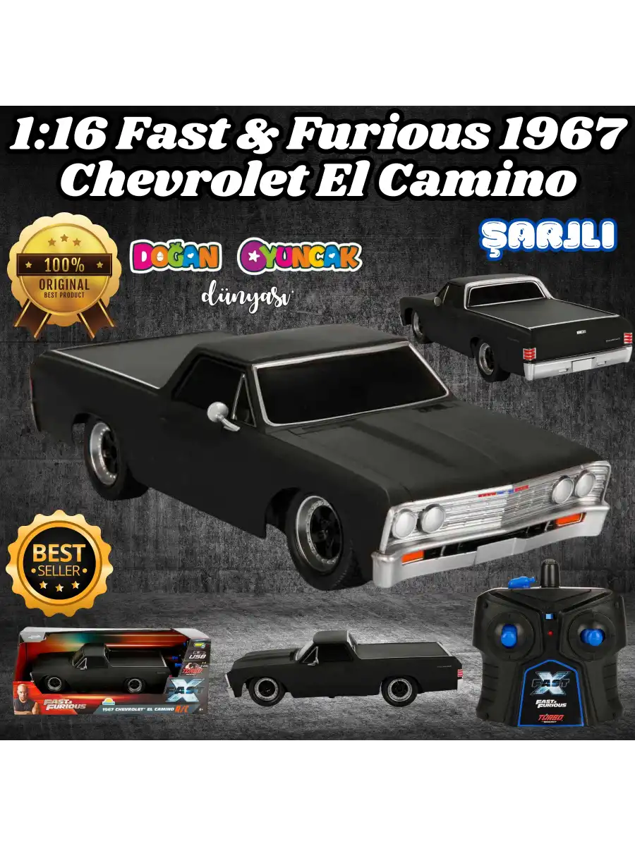 Fast & Furious 1967 Chevrolet El Camino 1:16 USB Şarjlı Uzaktan Kumandalı Araba - Kumandalı Araç - R/C Araba
