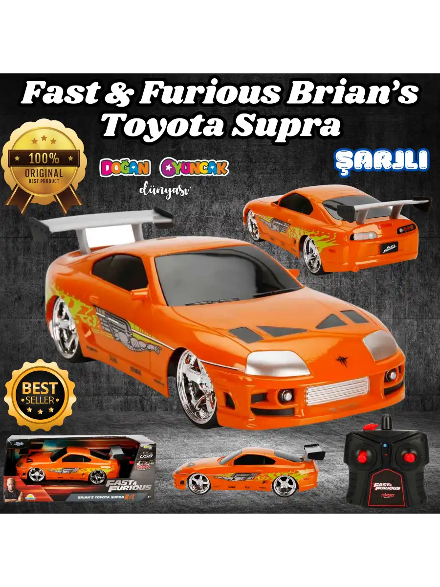 Fast & Furious Brian’s Toyota Supra 1:16 USB Şarjlı Uzaktan Kumandalı Araba - Kumandalı Araç - R/C Araba