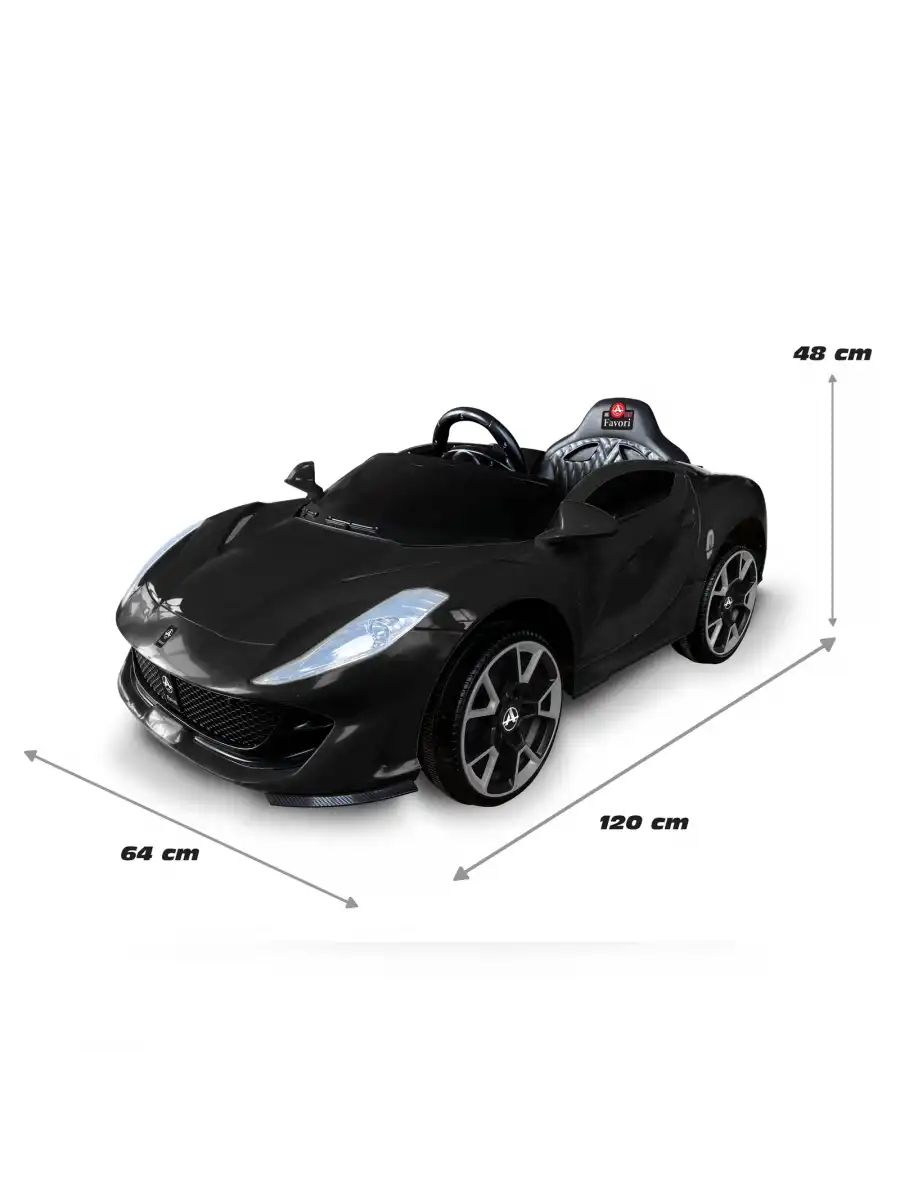Favori GT Siyah Uzaktan Kumandalı 4X2 12 Volt Akülü Araba - RC Ferrari Akülü Araba