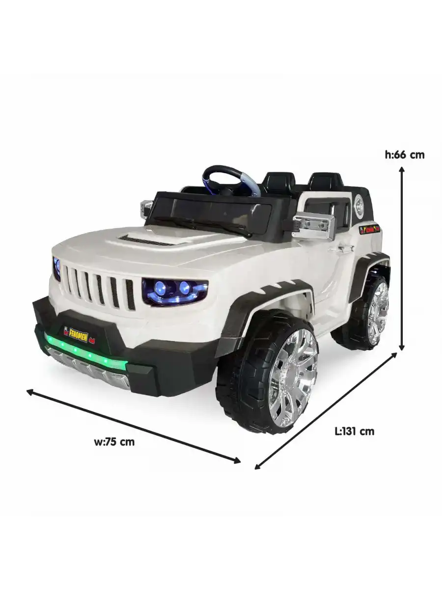 Fenomen Beyaz Uzaktan Kumandalı 4X4 12 Volt Çift Kişilik Akülü Araba - RC Jeep 4x4 Akülü Araba
