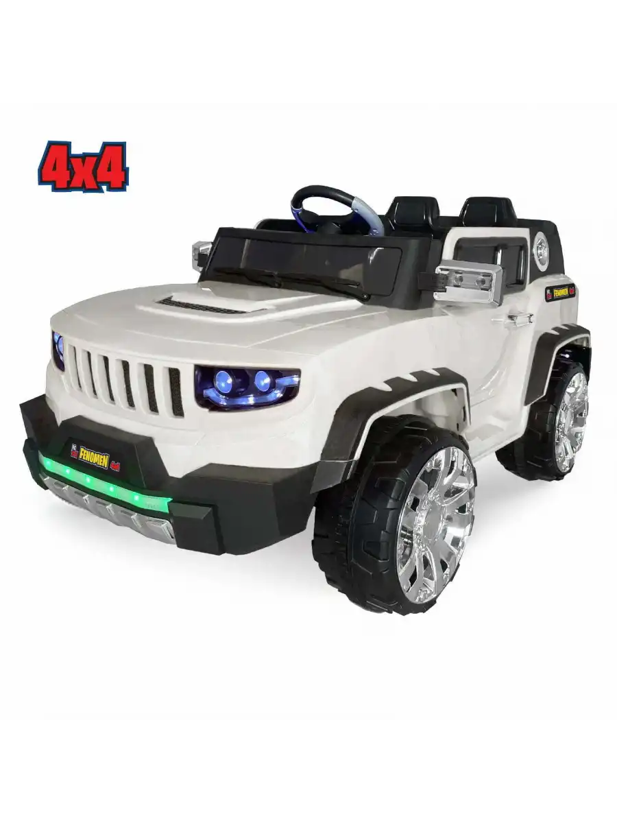 Fenomen Beyaz Uzaktan Kumandalı 4X4 12 Volt Çift Kişilik Akülü Araba - RC Jeep 4x4 Akülü Araba