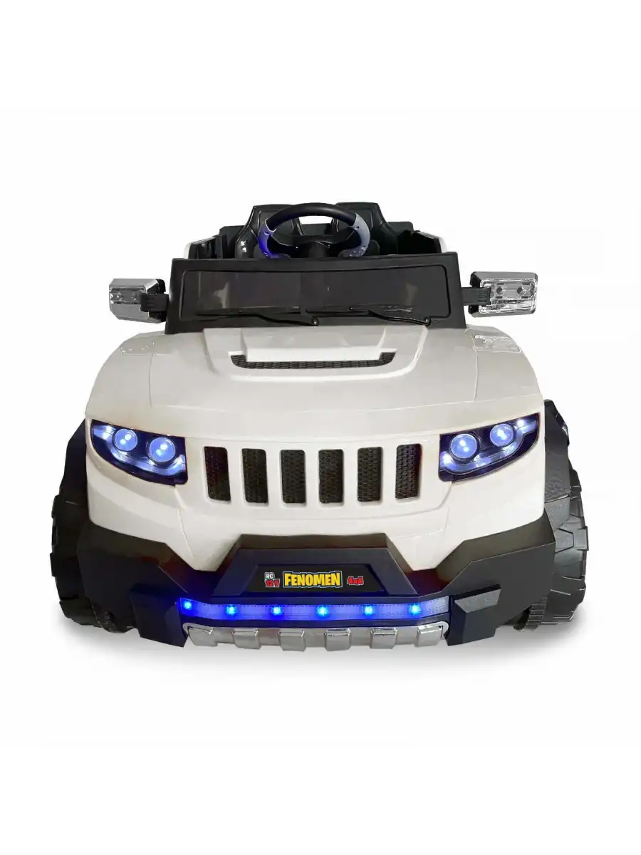 Fenomen Beyaz Uzaktan Kumandalı 4X4 12 Volt Çift Kişilik Akülü Araba - RC Jeep 4x4 Akülü Araba