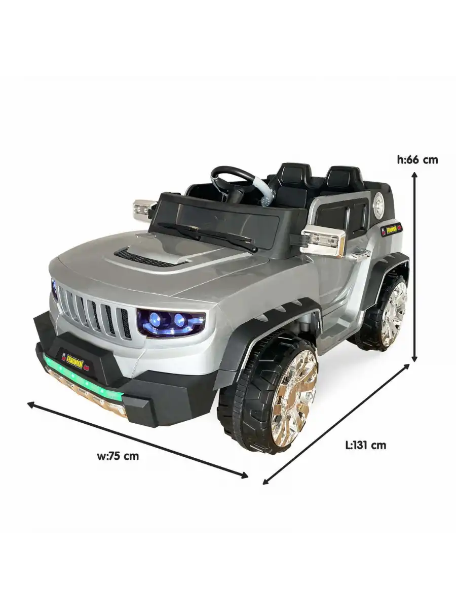 Fenomen Gri Uzaktan Kumandalı 4X4 12 Volt Çift Kişilik Akülü Araba - RC Jeep 4x4 Akülü Araba