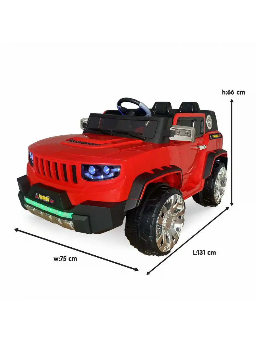 Fenomen Kırmızı Uzaktan Kumandalı 4X4 12 Volt Çift Kişilik Akülü Araba - RC Jeep 4x4 Akülü Araba