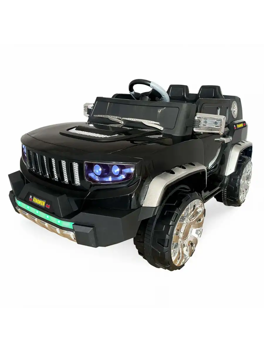 Fenomen Siyah Uzaktan Kumandalı 4X4 12 Volt Çift Kişilik Akülü Araba - RC Jeep 4x4 Akülü Araba