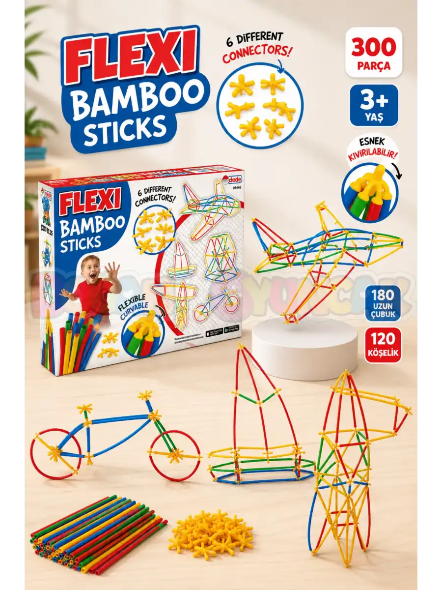 Flexi Bambu Çubuklar (300 Parça) - Lego Setleri - Borular Lego - Plastik Çubuklar
