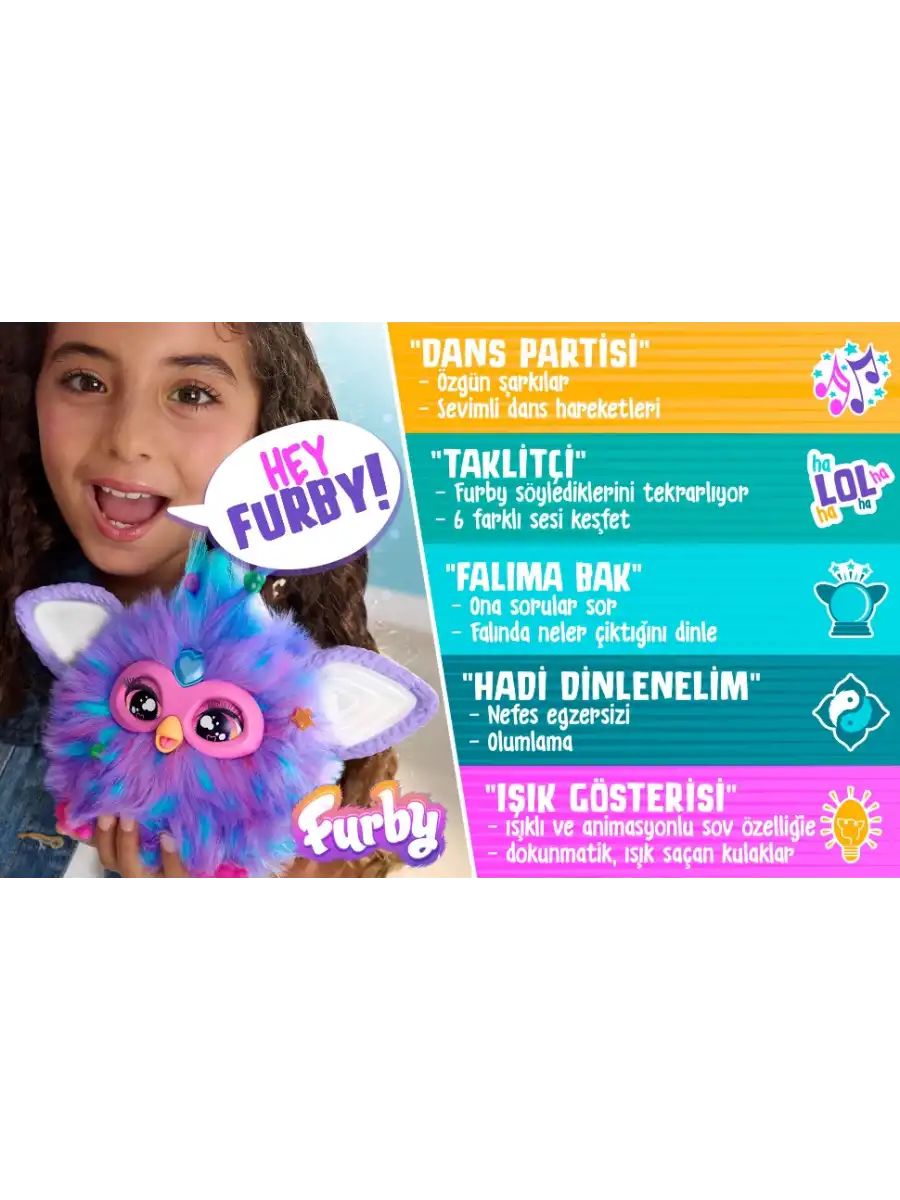 Furby Mor Renkli İnteraktif Pelüş Oyuncak - Furby Peluşu - Furby Oyuncak Peluş - Konuşan Furby Oyuncak