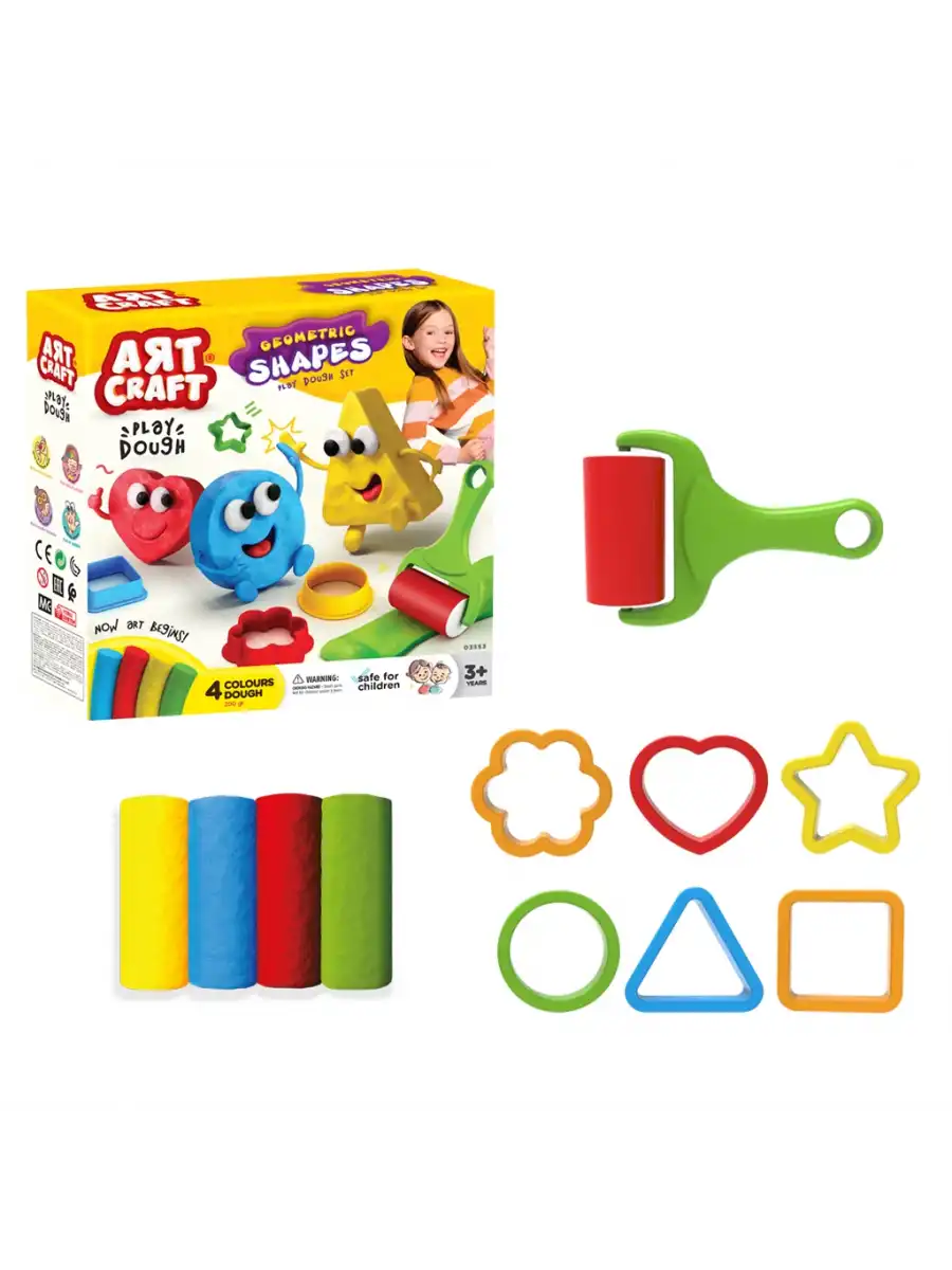 Geometrik Şekiller Oyun Hamur Seti 200 Gr. - Oyun Hamuru Seti - Hamur Setleri - Hamur Kalıpları