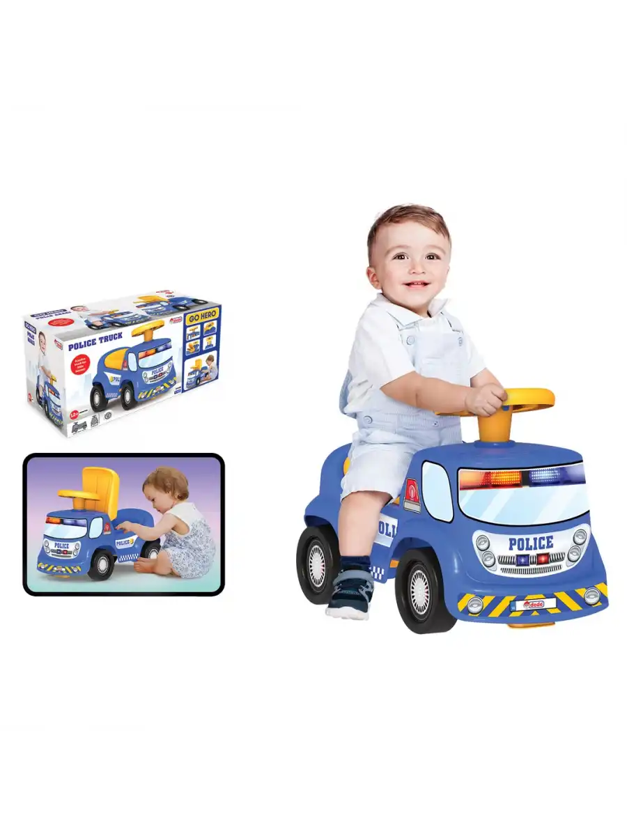 Go Hero Polis Arabası - Binmeli Araba İlk Arabam - Çocuk Arabası - İlk Adım Arabası - 4 Teker Araç