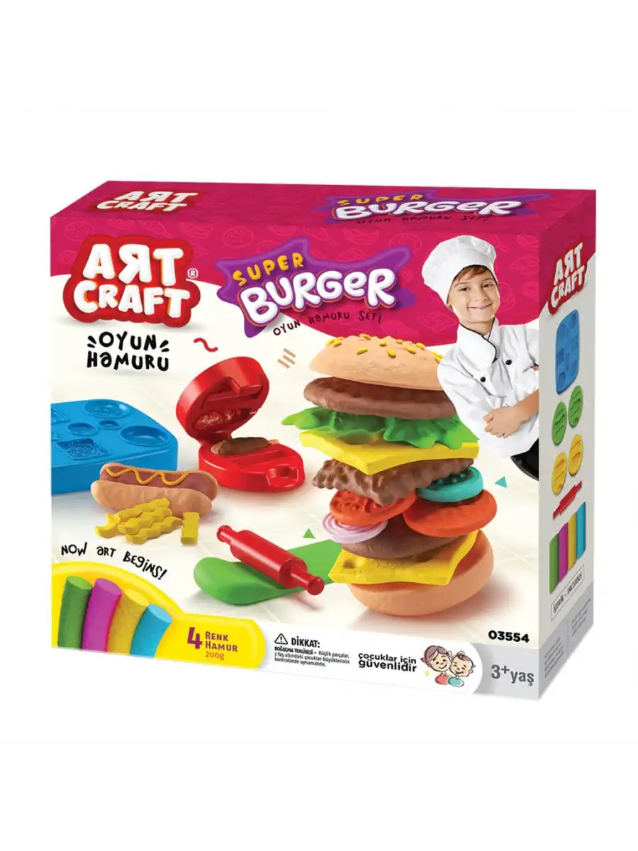 Hamburger Oyun Hamur Seti 200 Gr. - Oyun Hamuru Seti - Hamur Setleri - Hamur Kalıpları