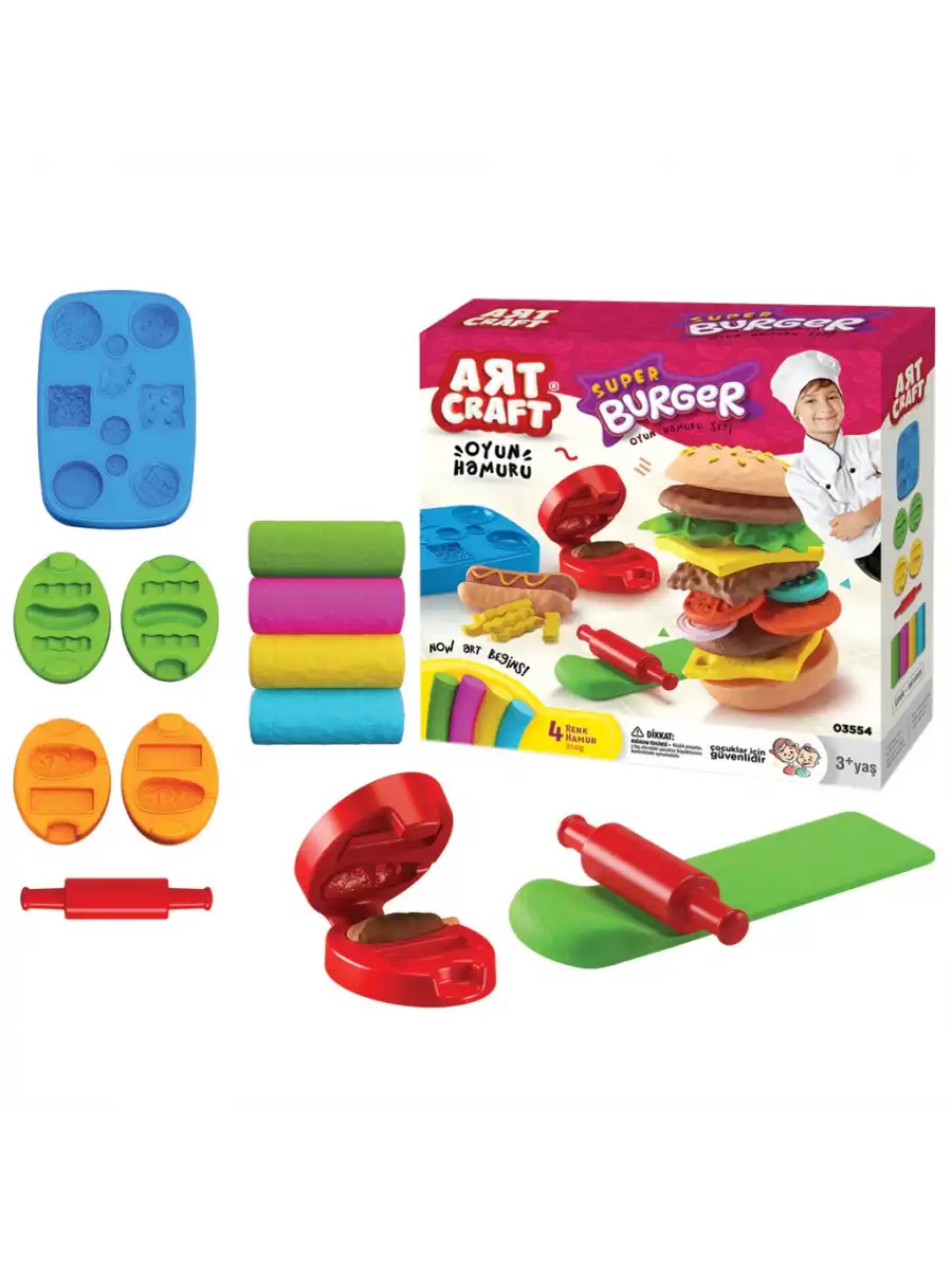 Hamburger Oyun Hamur Seti 200 Gr. - Oyun Hamuru Seti - Hamur Setleri - Hamur Kalıpları