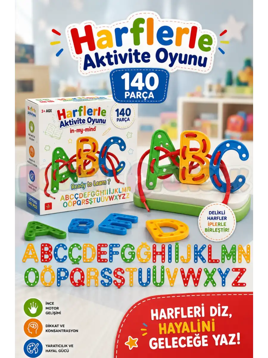 Harflerle Aktivite Oyunu - Lego Setleri - Alfabe Oyunu - Şekilli Lego
